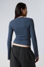Donkerblauw - Annie top met lange mouwen en boothals - 2