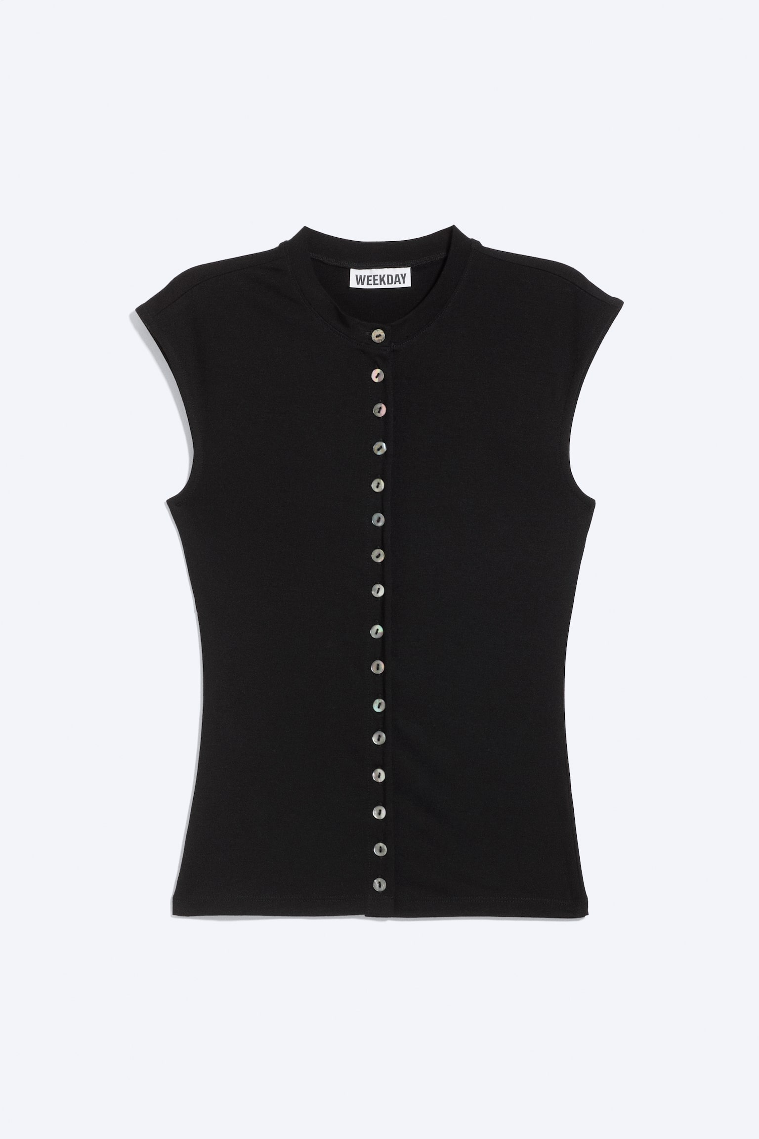 Τοπ Με Μαργαριταρένια Κουμπιά - Μαύρο - Κουμπιά Μαργαριταριού/Λευκό - Κουμπιά-Πέρλες - 2