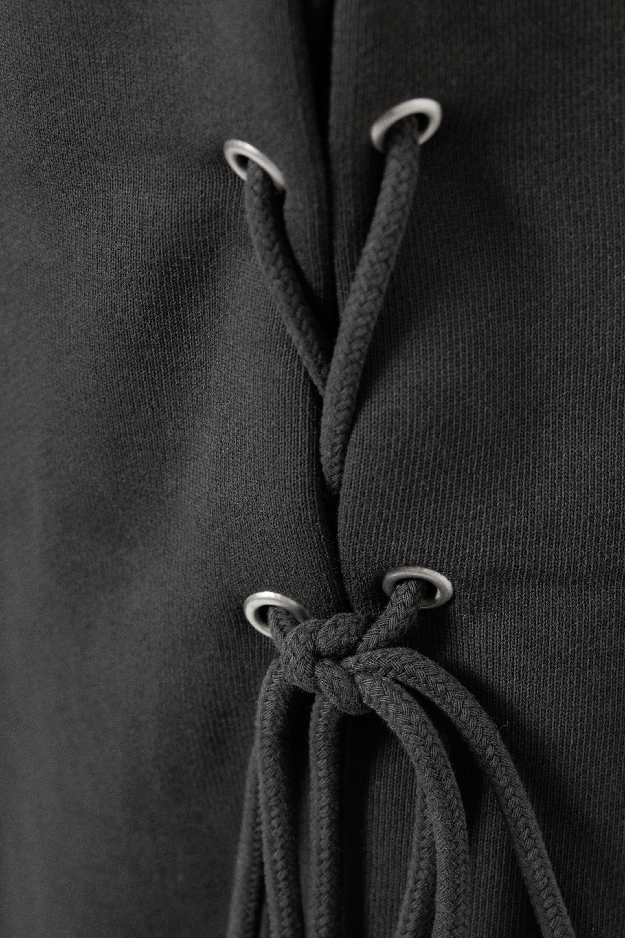 Dark Grey - Wide Lace-Up Cotton Sweatpants - 6