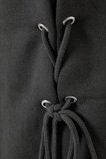 Dark Grey - Wide Lace-Up Cotton Sweatpants - 6