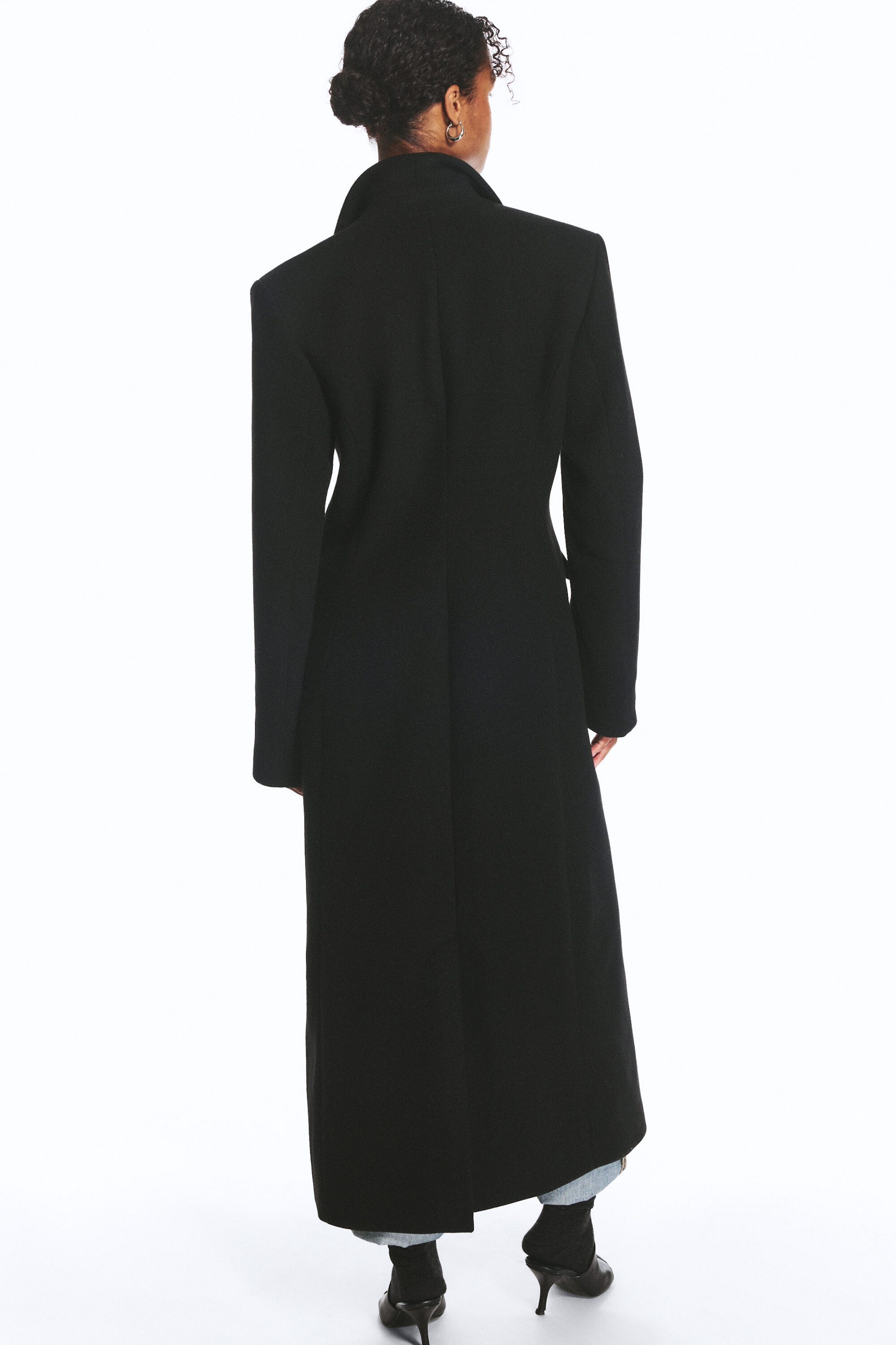 Black - Fitted Single-Breasted Wool-Blend Coat - 3