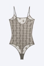Transparent Dusty Grey - Sheer Lace Low‑Back Bodysuit - 3