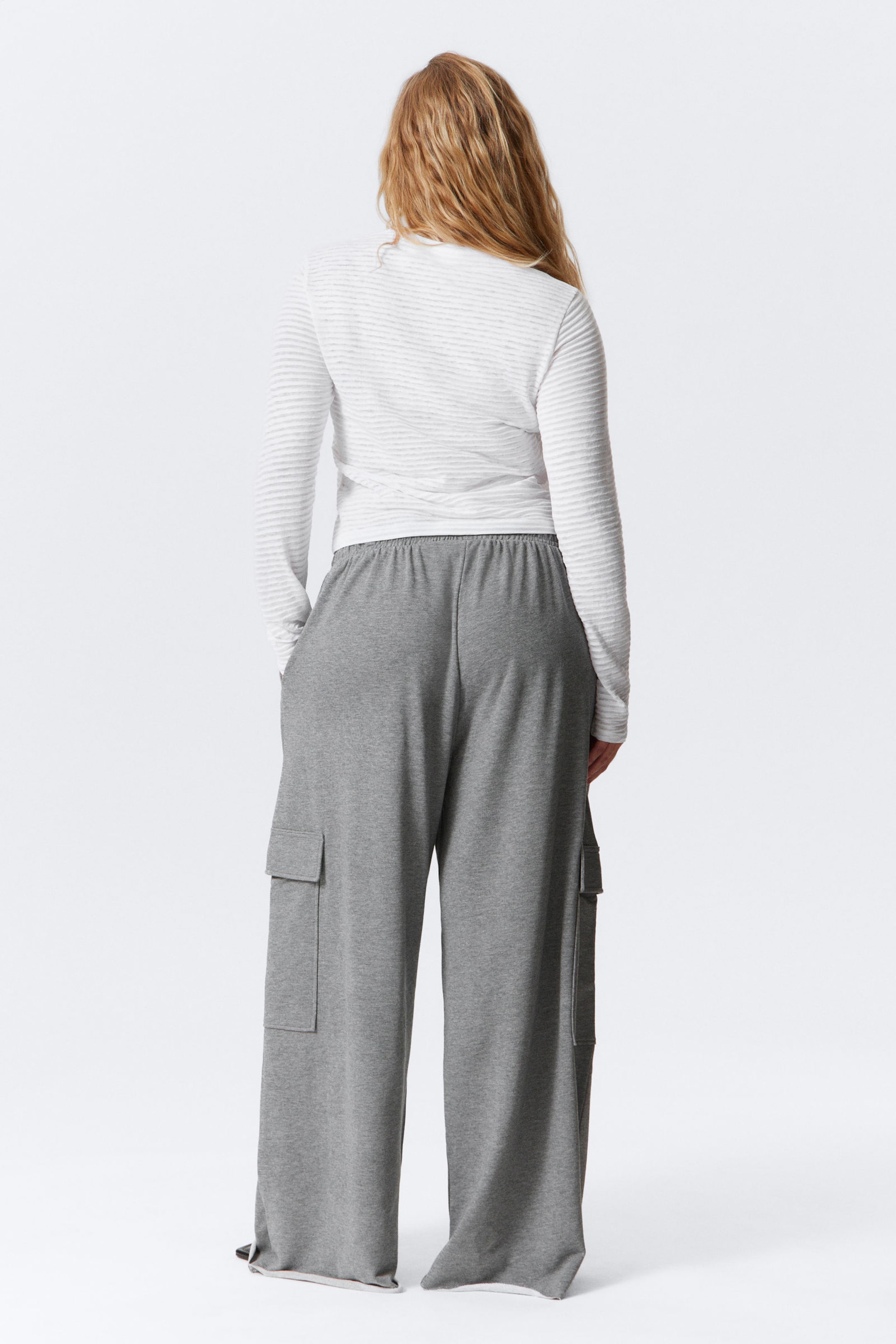 White - Sheer Ribbed Long-Sleeved Top - 3