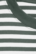 Striped Green/White - Loose Boxy Long-Sleeved T-shirt - 1