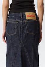 Blue Rinse – Bleu foncé - Jupe longue ajustée en denim taille basse - 4