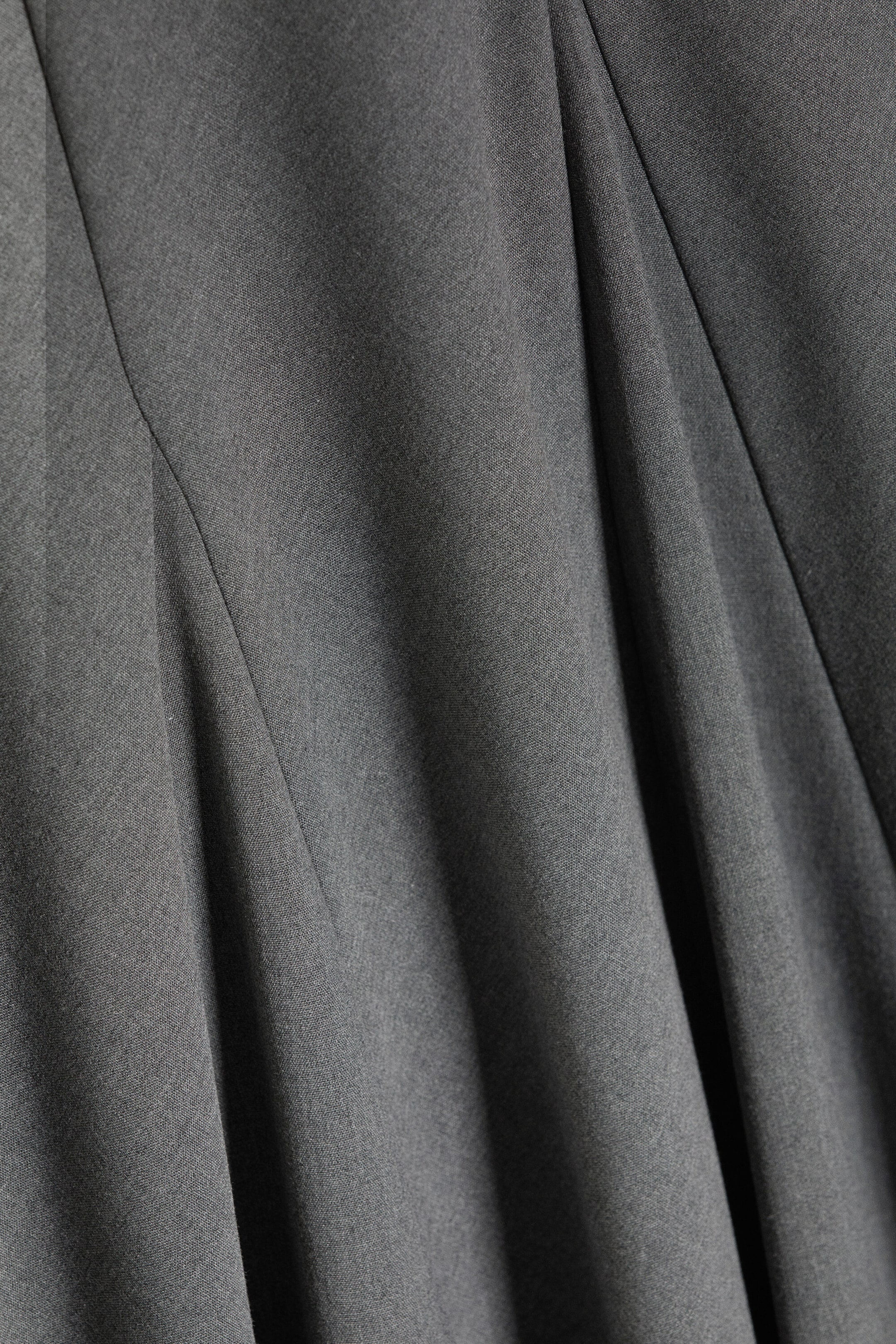 Dark Grey Melange - Mid Rise Panelled Maxi Skirt - 1