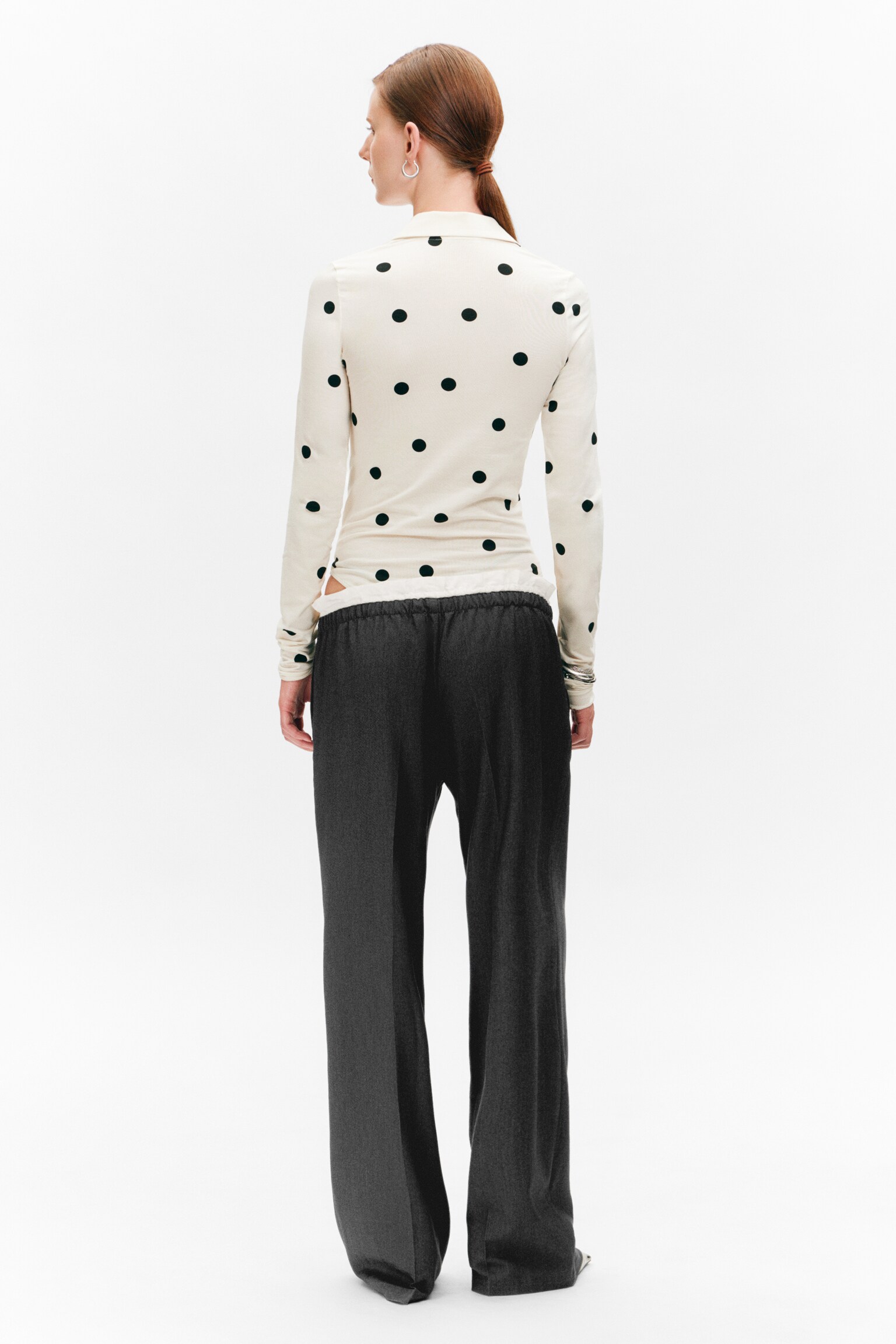 Slim Fit Polo Bodysuit - Off-white - Black Dots - 5