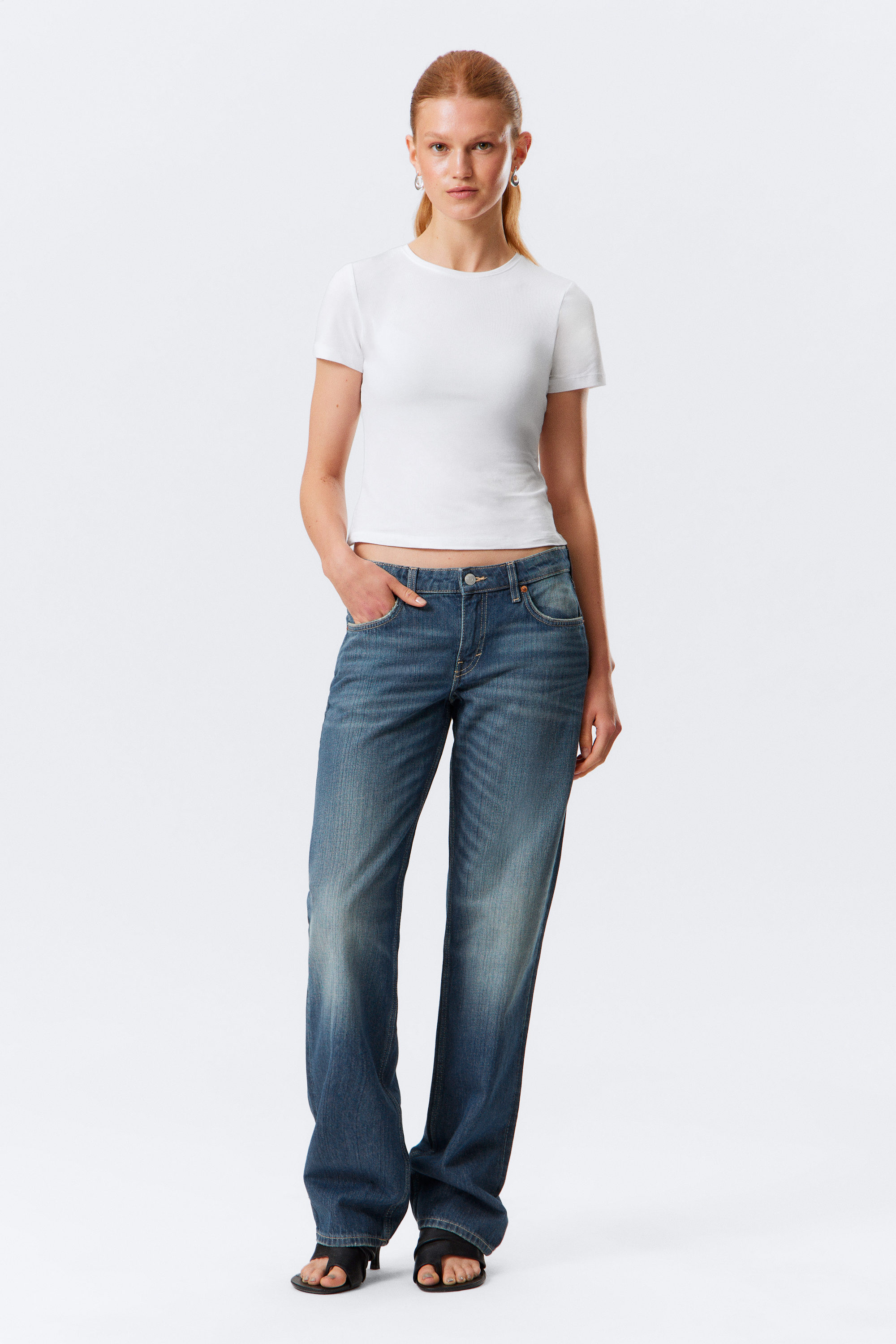 Mine Blue - Mittelblau - Arrow Low Waist Regular Straight Leg Jeans - 1