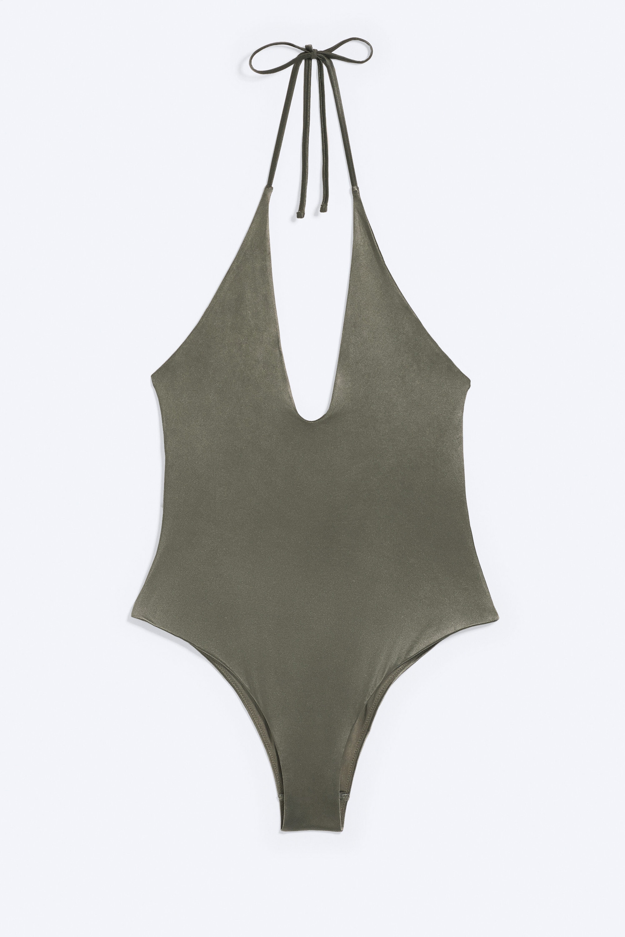 Dusty Grey - Plunge Swimsuit - 3