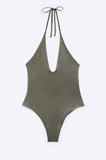 Dusty Grey - Plunge Swimsuit - 3