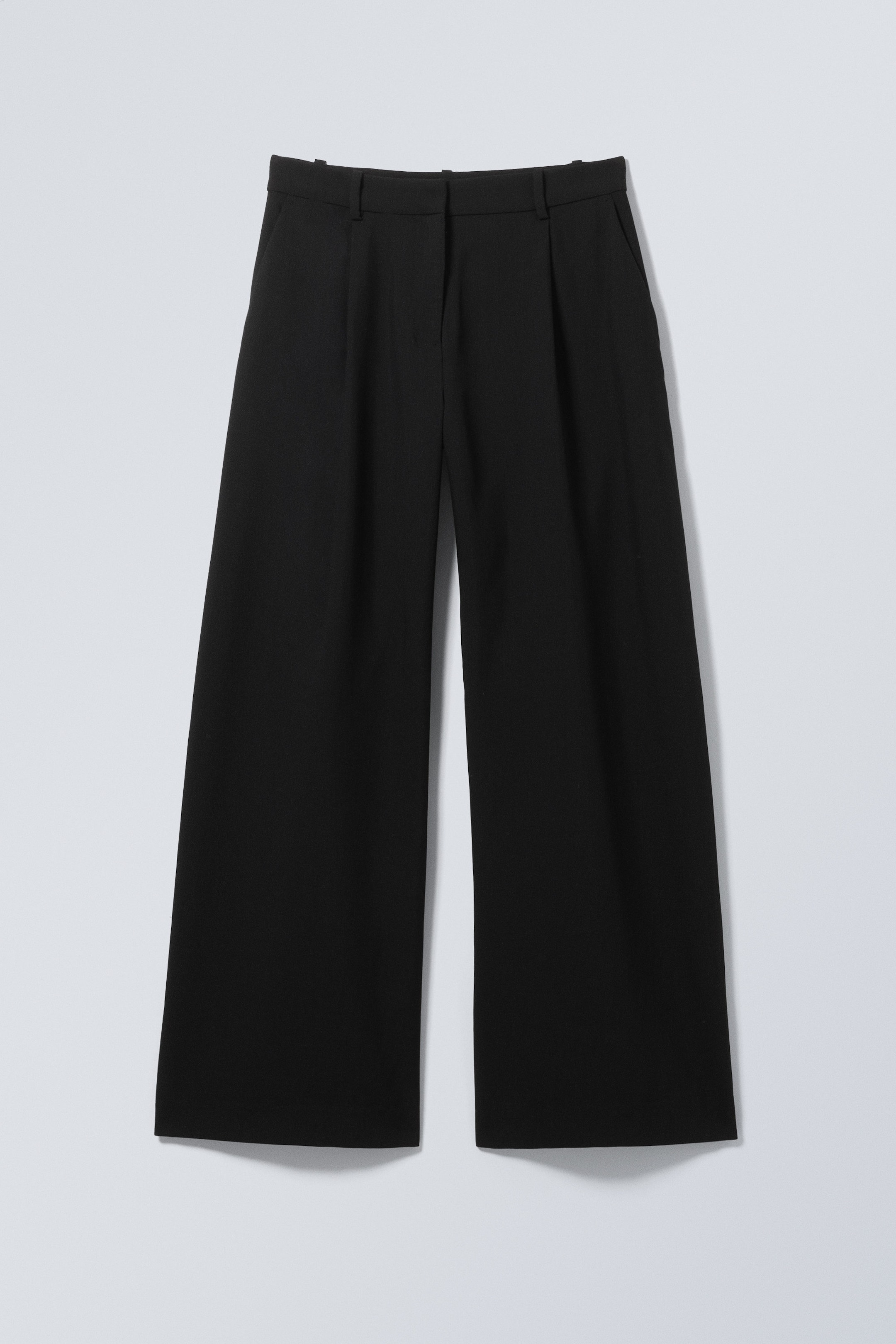 Black - Low Waist Wide Suiting Trousers - 5