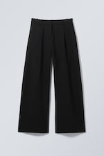 Black - Low Waist Wide Suiting Trousers - 5