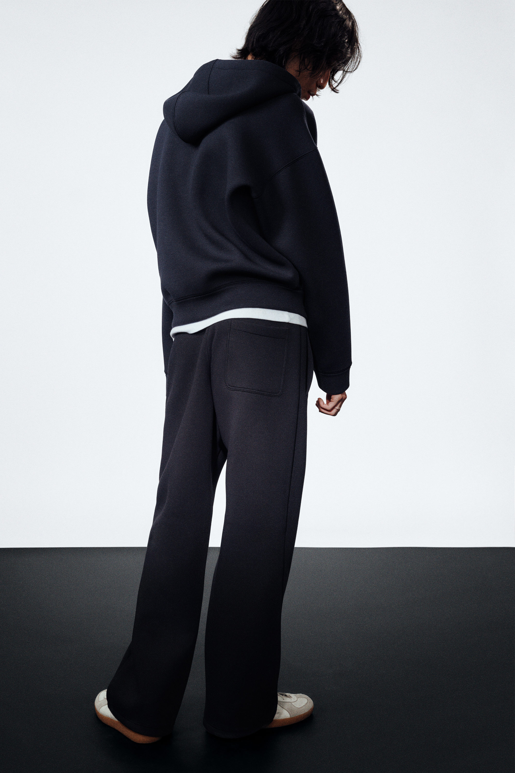 Dark Navy Blue - Loose Fit Scuba Sweatpants - 3