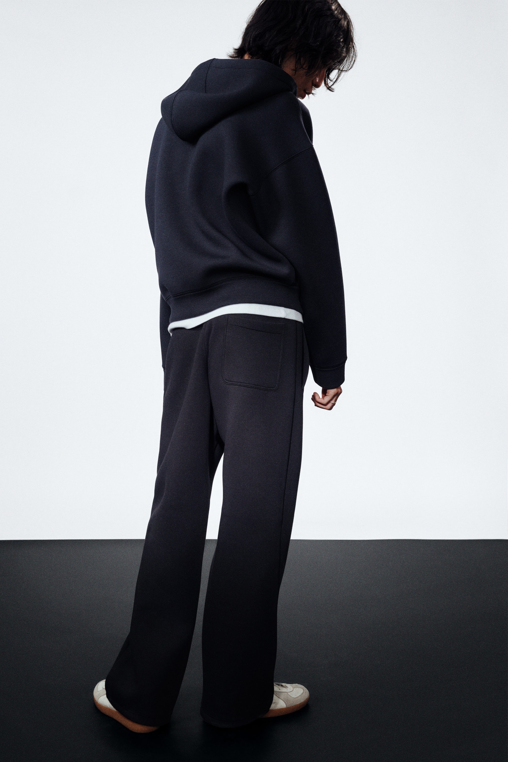 Dark Navy Blue - Loose Fit Scuba Sweatpants - 4