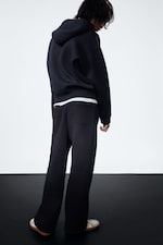 Dark Navy Blue - Loose Fit Scuba Sweatpants - 4