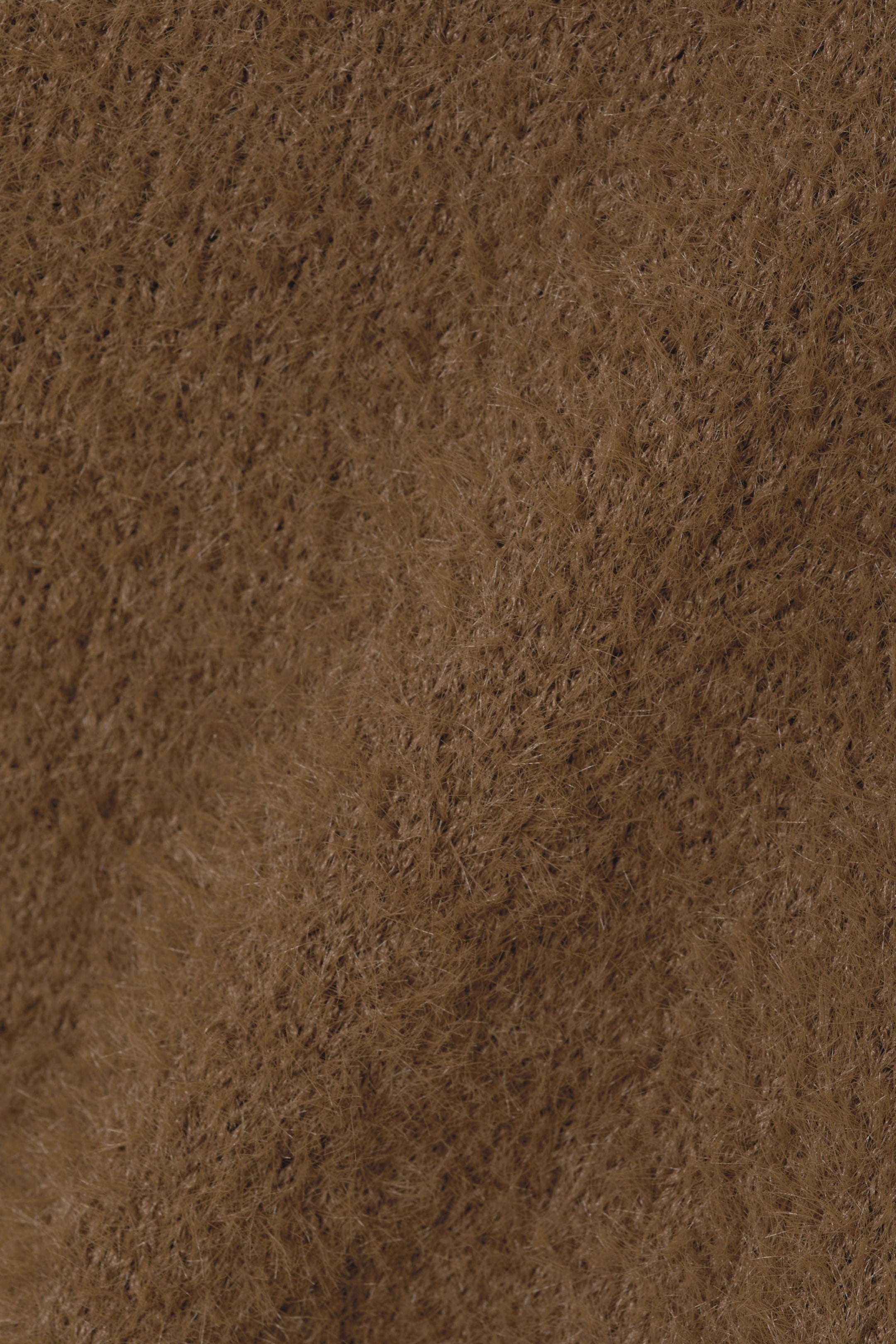 Brown - Hairy Mock Neck Sweater - 1