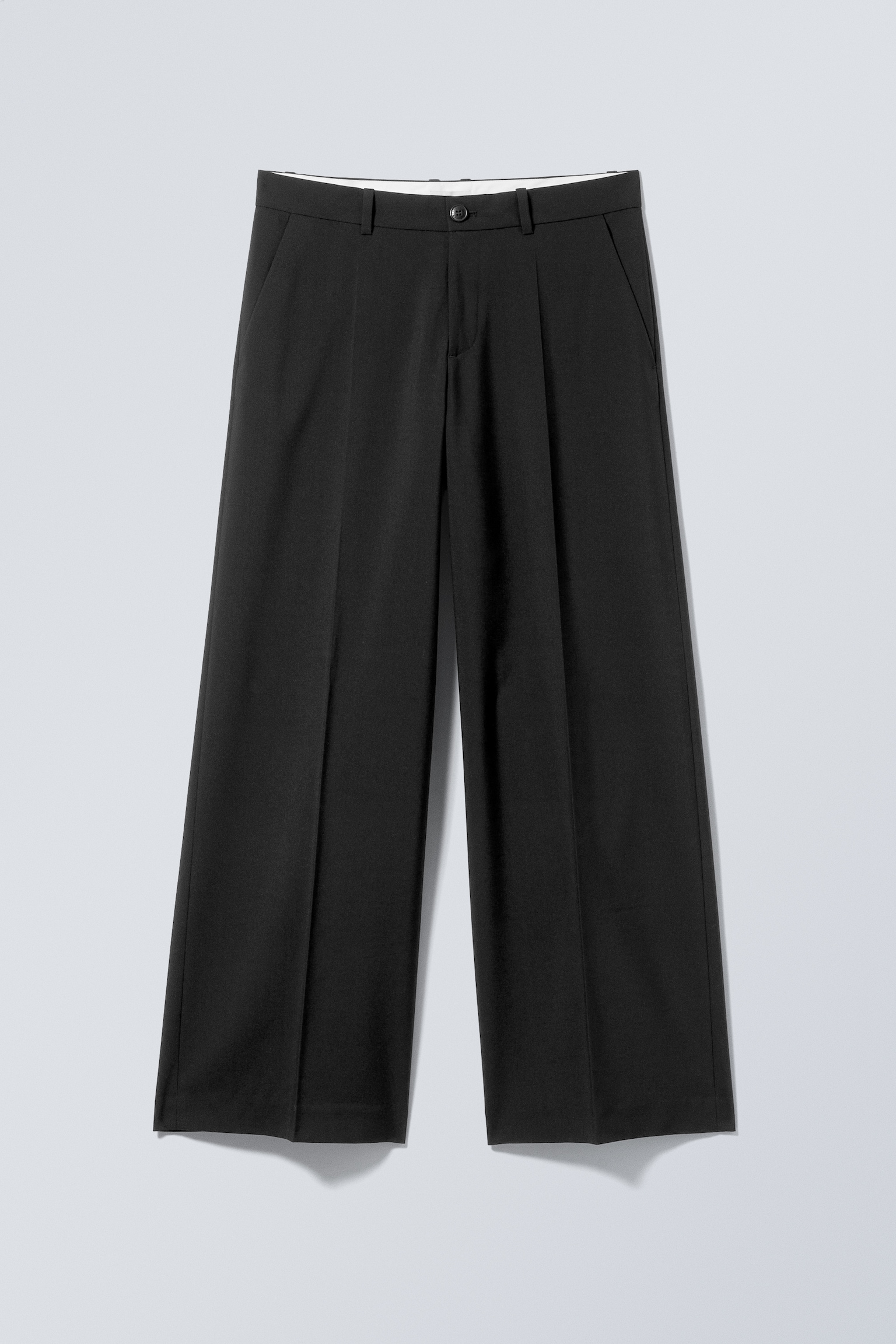 Locker geschnittene Anzughose mit niedriger Taille - Schwarz