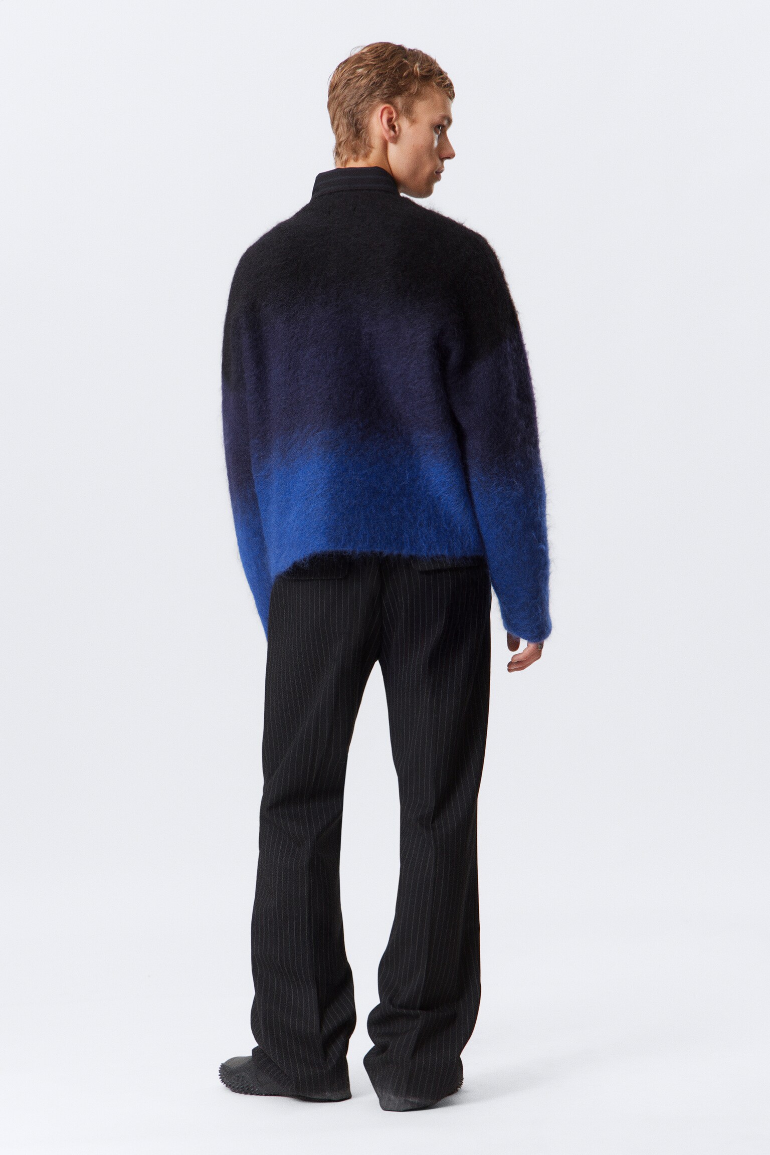 Sweter z domieszką moheru - Czarny/Blue Fade/Czarny/Grey Fade - 4