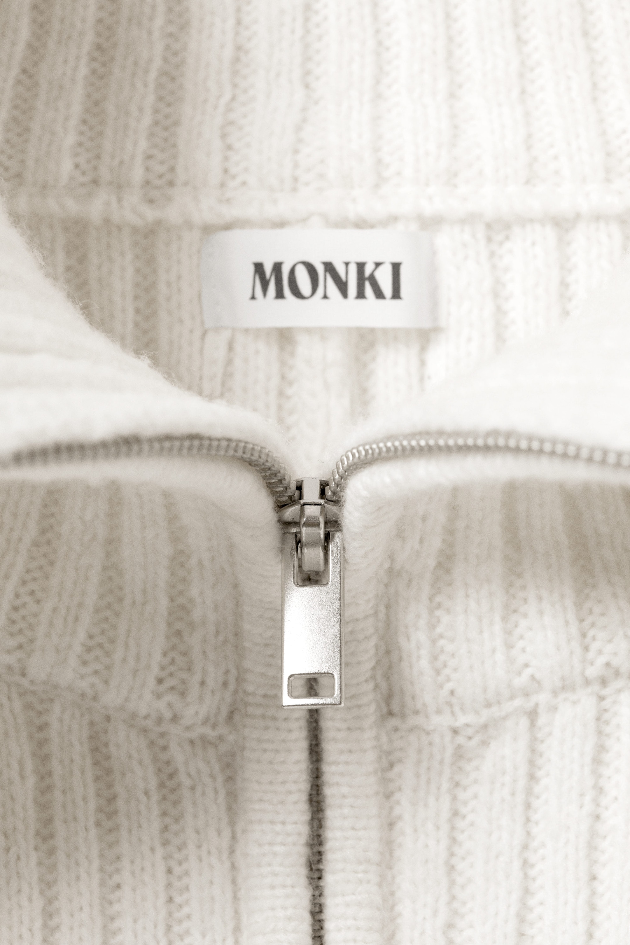 White - Rib Knit Peplum Zip Sweater - 5