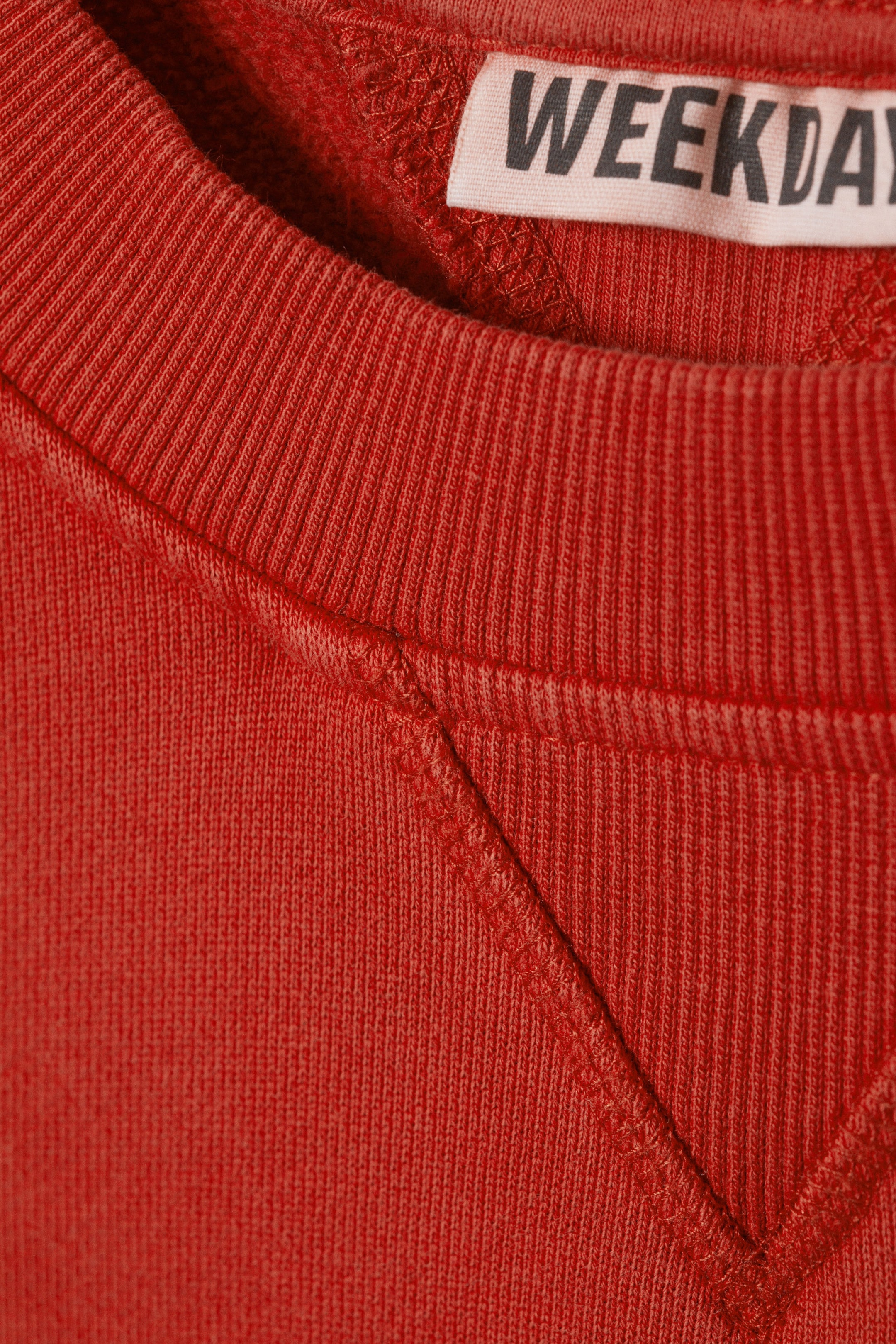 Red - Cropped Cotton Fleece Sweatshirt - 1