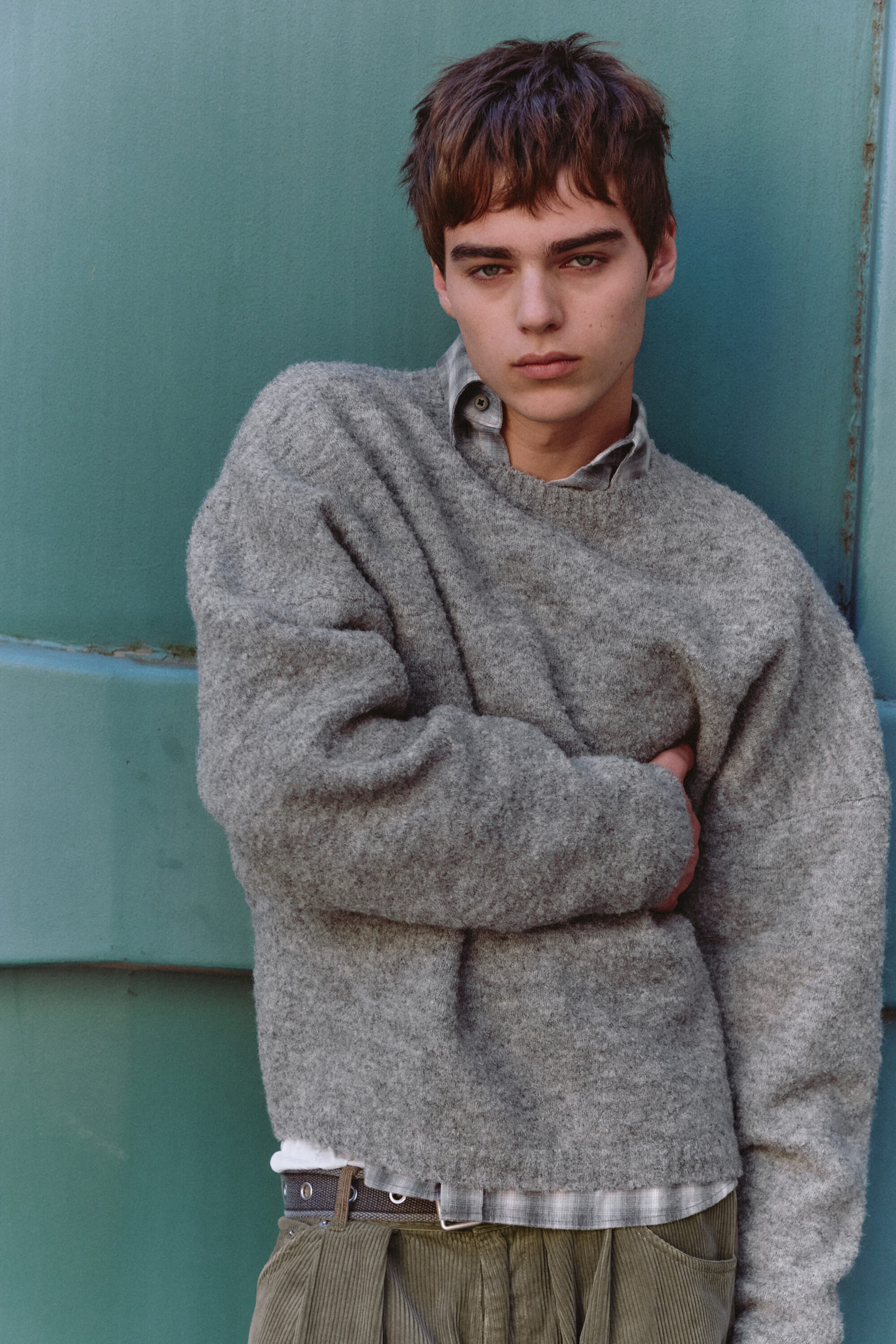 Light Grey Melange - Relaxed Wool-Blend Crew-Neck Sweater - 1