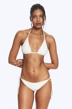 Beige clair - Bas de bikini structuré avec liens - 0