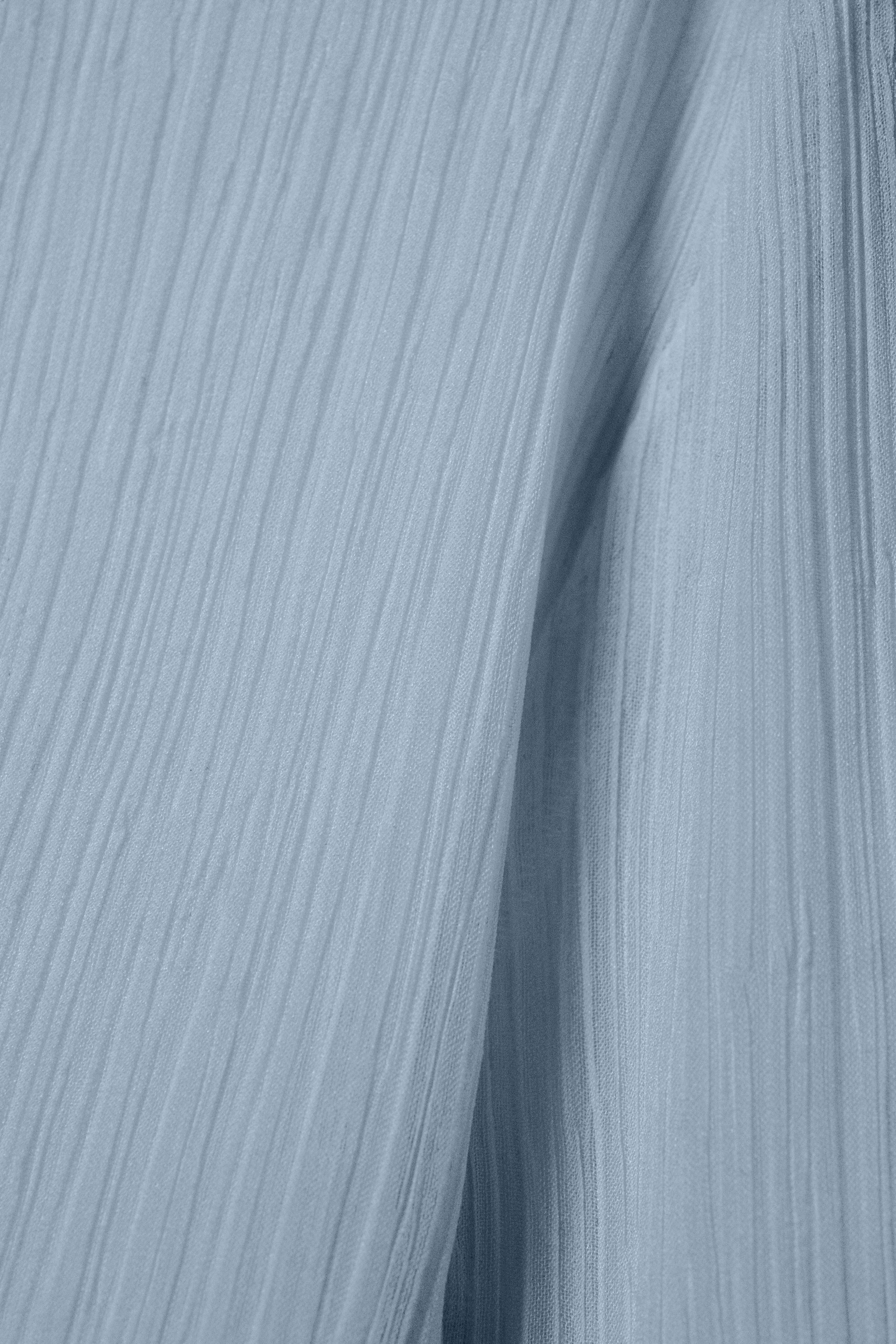 Light Dusty Blue - Sheer Boat-Neck Flared Sleeve Blouse - 2