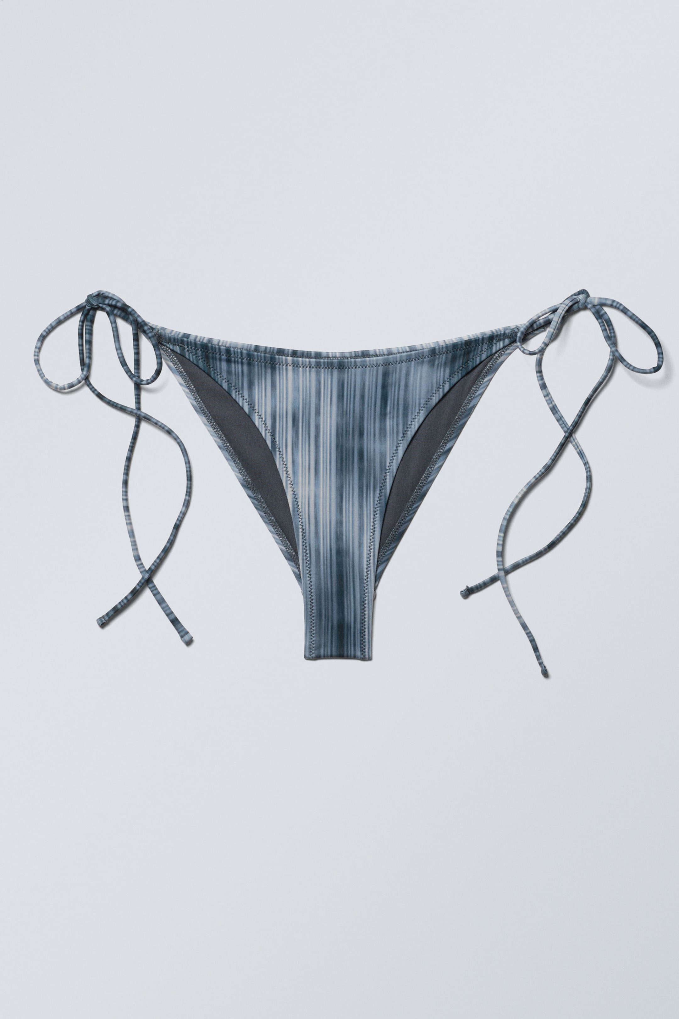 Striped Dark Blue - Strappy Printed Bikini Bottoms - 3