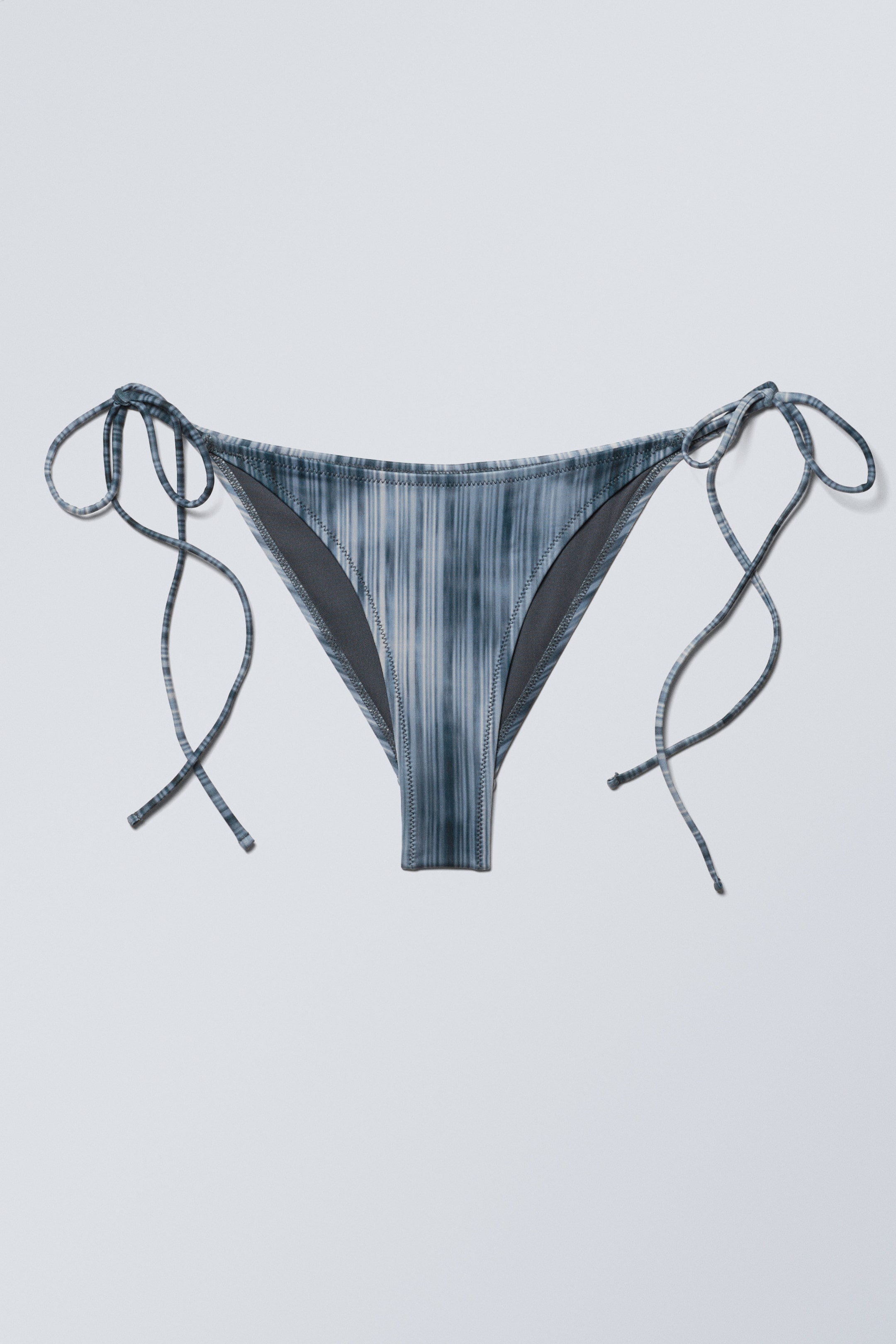 Striped Dark Blue - Strappy Printed Bikini Bottoms
