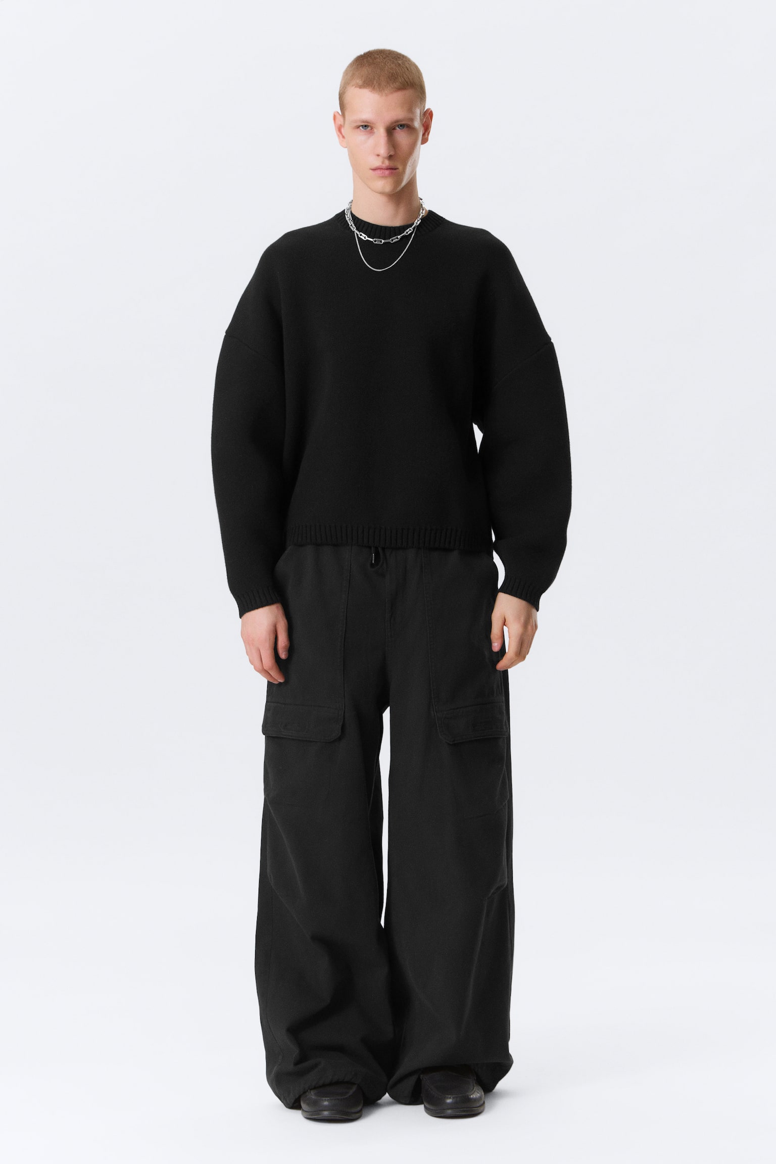 Oversize-Pullover aus schwerer Baumwolle - Schwarz - 4