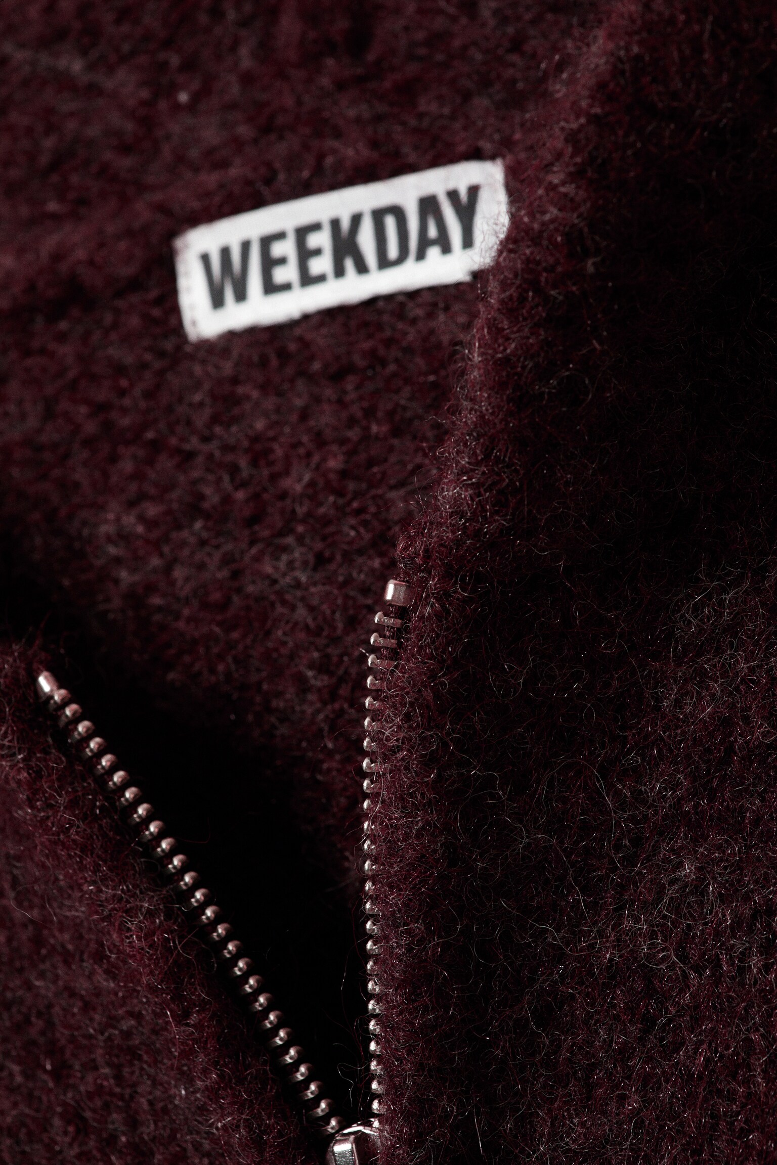 Knitted Boxy Wool-Blend Zip Hoodie - Dark Red Melange/Dark Brown Melange/Dark Grey - 6