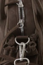 Dark Brown - Strappy Faux Leather Bag - 2