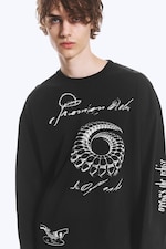 Noir - Spirale - T-shirt graphique oversize manches longues - 2