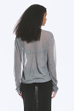Grau meliert - Lockerer, transparenter Strickpullover - 3