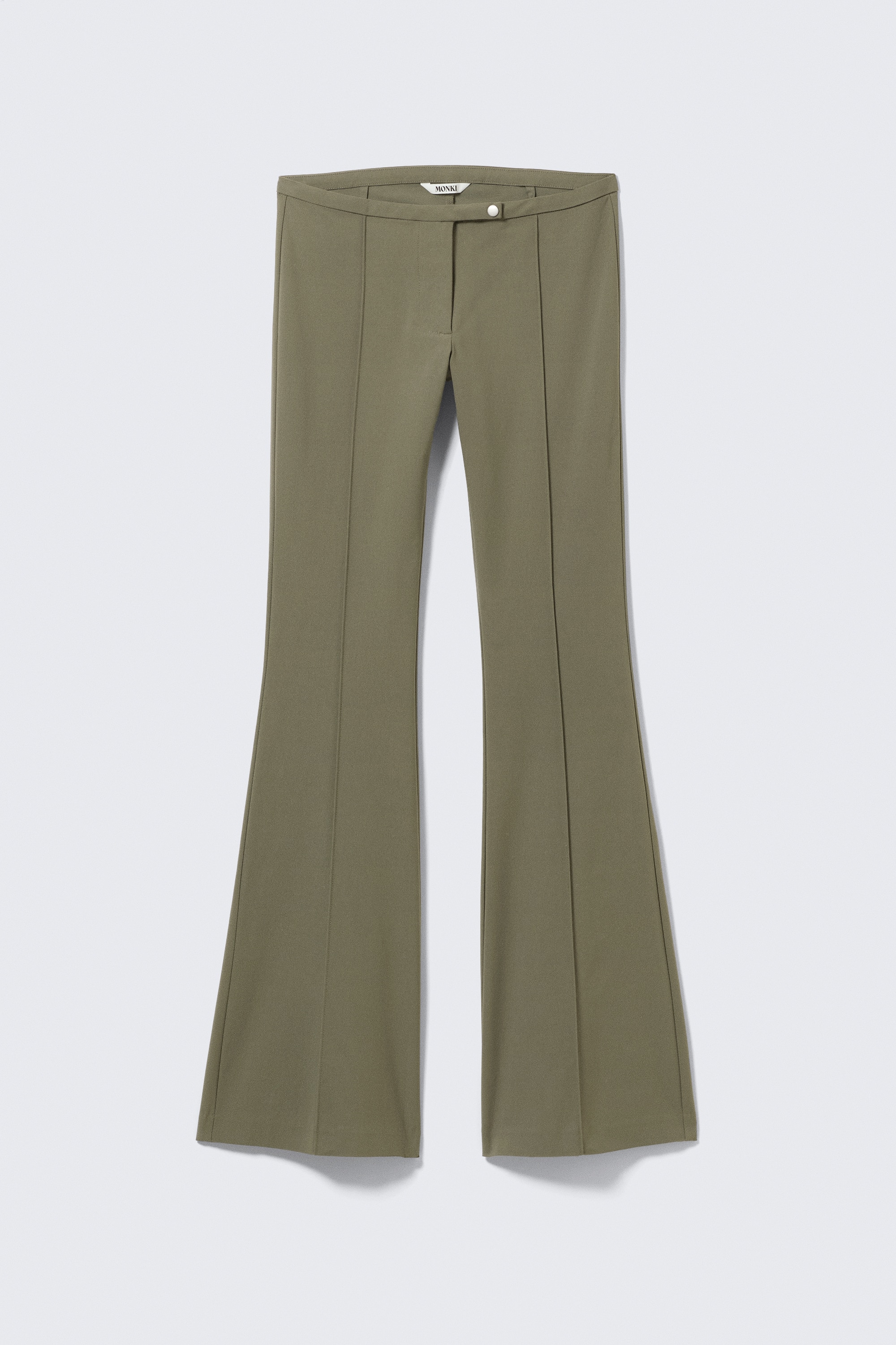 Lavt liv skinny bukser med sleng - Mørk kakigrønn/Svart/Beige