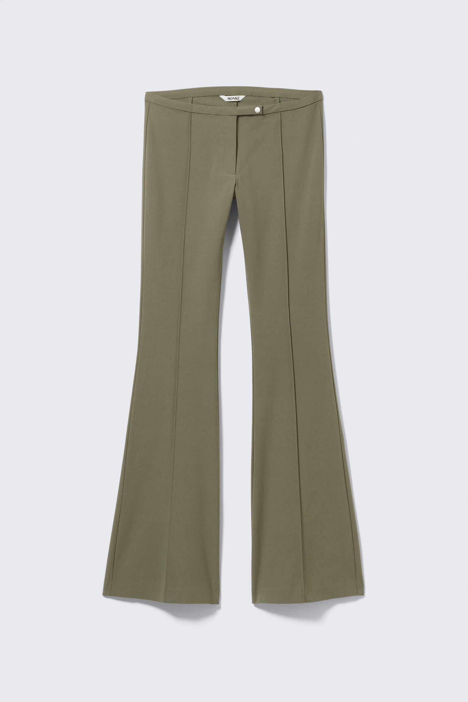 Pantaloni skinny con zampa e vita bassa - Verde kaki scuro/Nero/Beige - 2