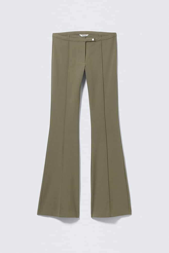 Skinny broek met uitlopende pijpen en lage taille - Donker kakigroen/Zwart - 1