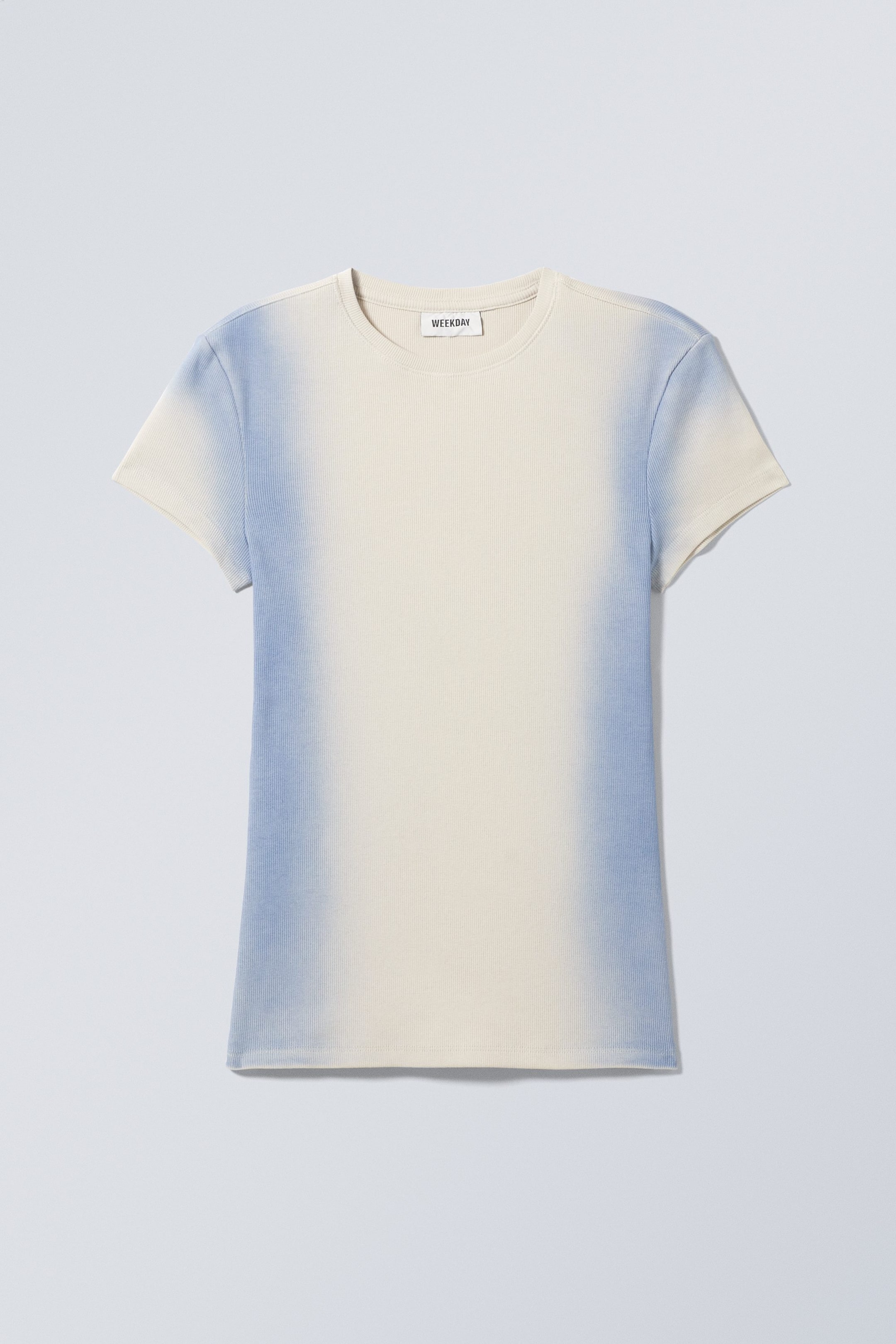 Blue Ombre - Close Fitted Dyed Rib T-shirt - 0