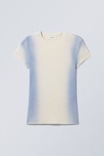Blue Ombre - Close Fitted Dyed Rib T-shirt - 0