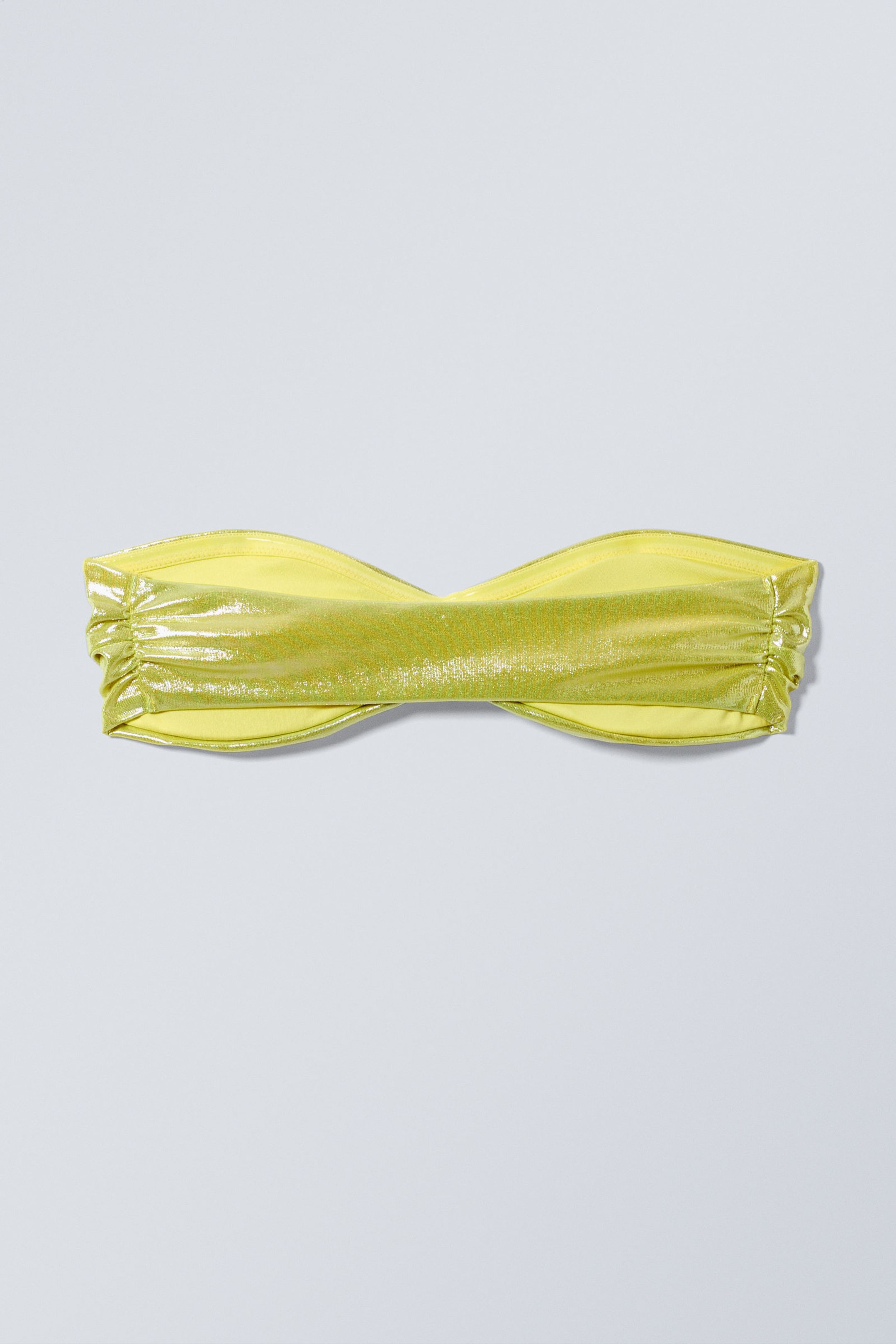 Shiny Yellow - Draped Bandeau Bikini Top - 4