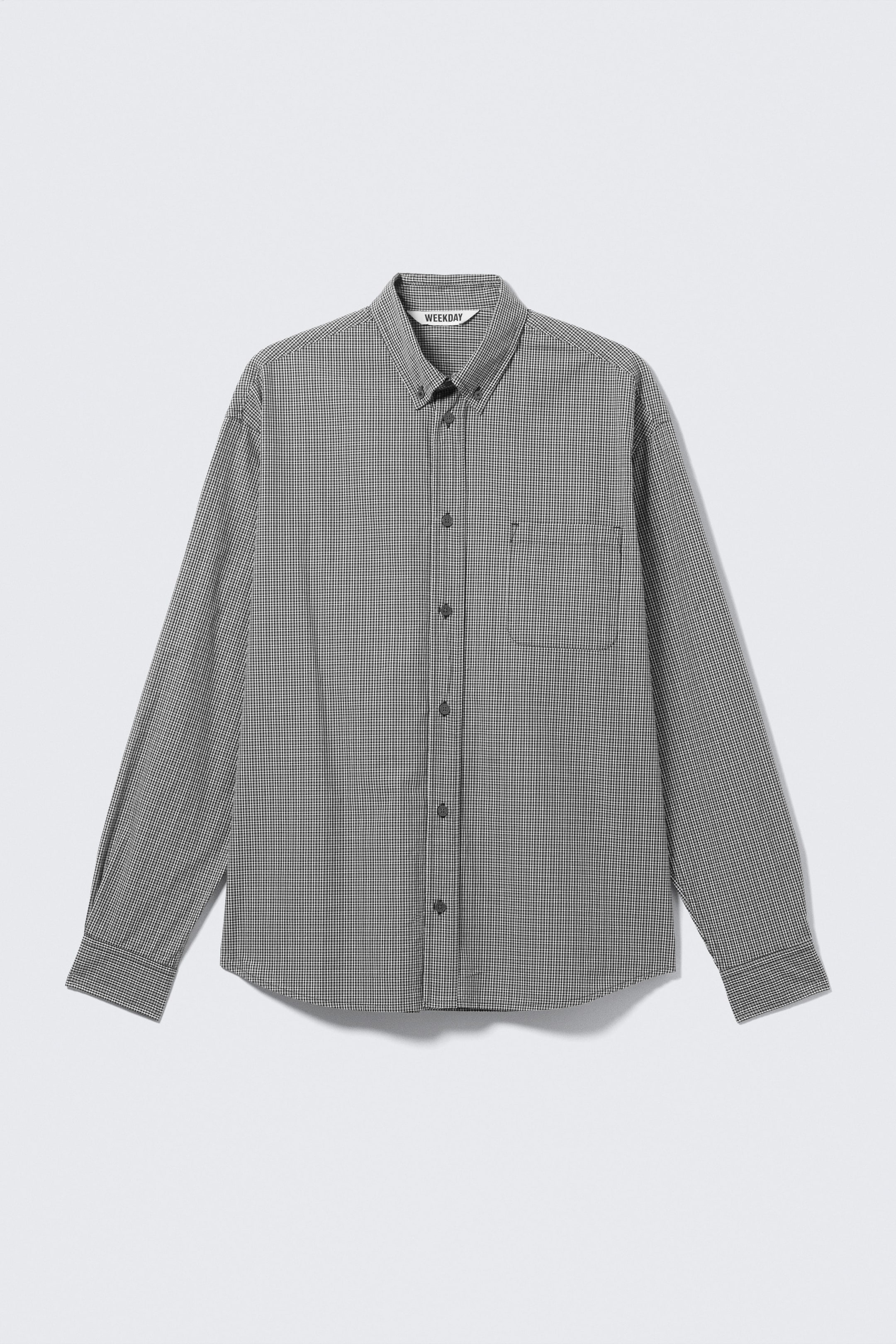 Zwart geruit - Ruimvallend popeline overhemd met knopen - 4