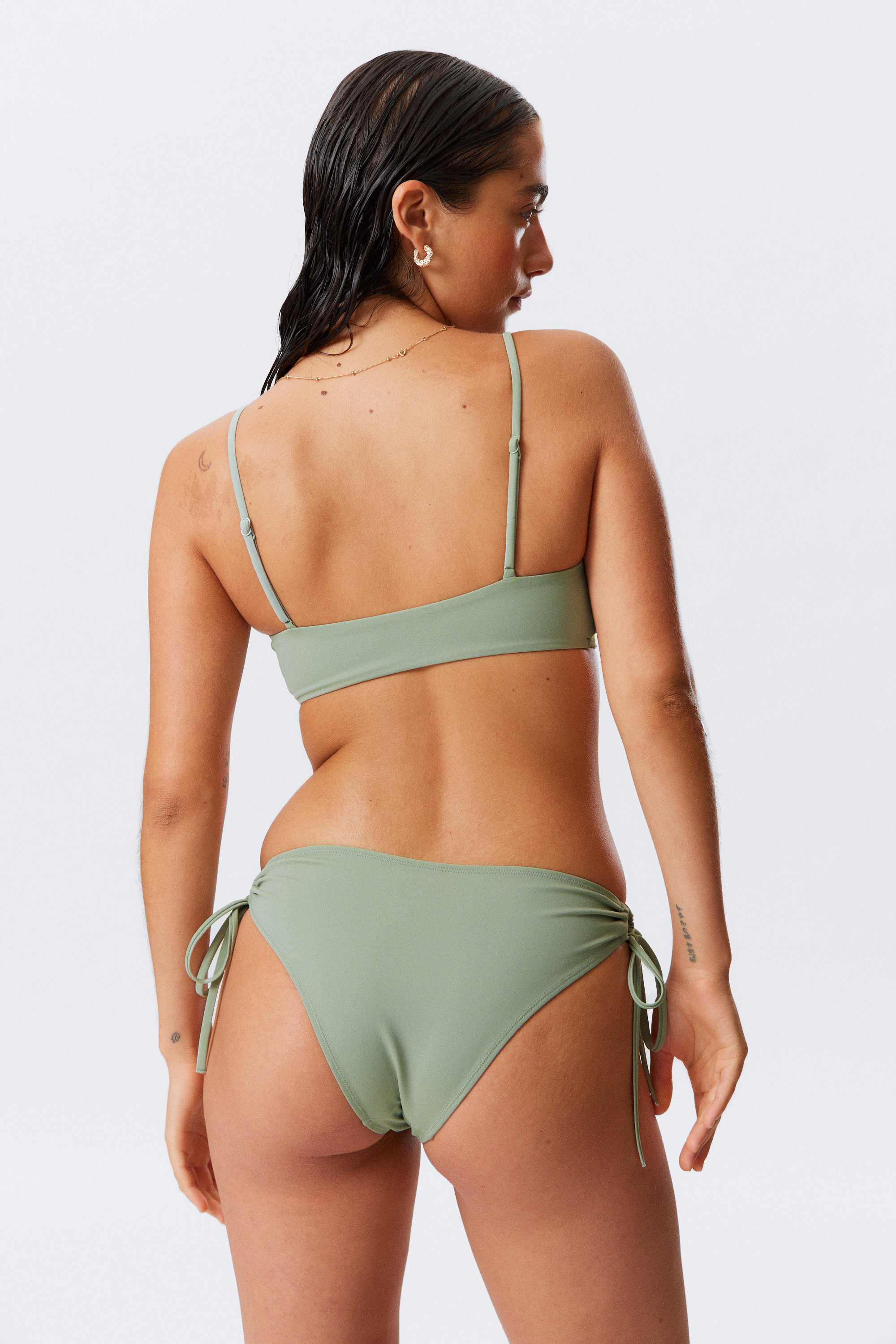 Grün - Gerafftes Triangel-Bikinioberteil - 3