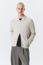 Dirty White - Hairy Knitted Zip Cardigan - 0
