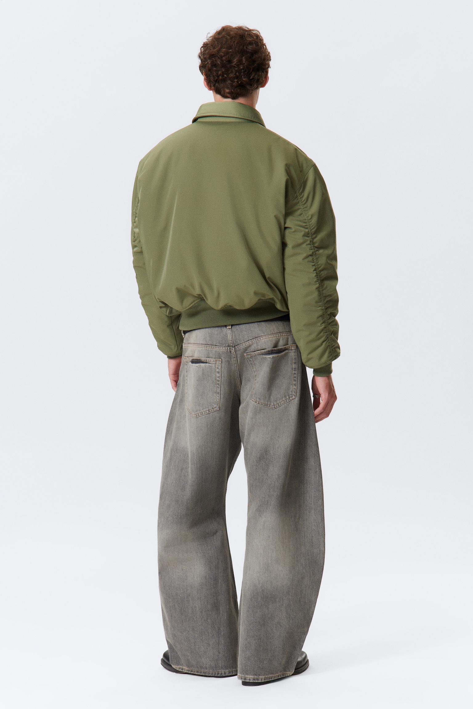 Padded Twill Bomber Jacket - Dusty Olive Green/Zwart - 5