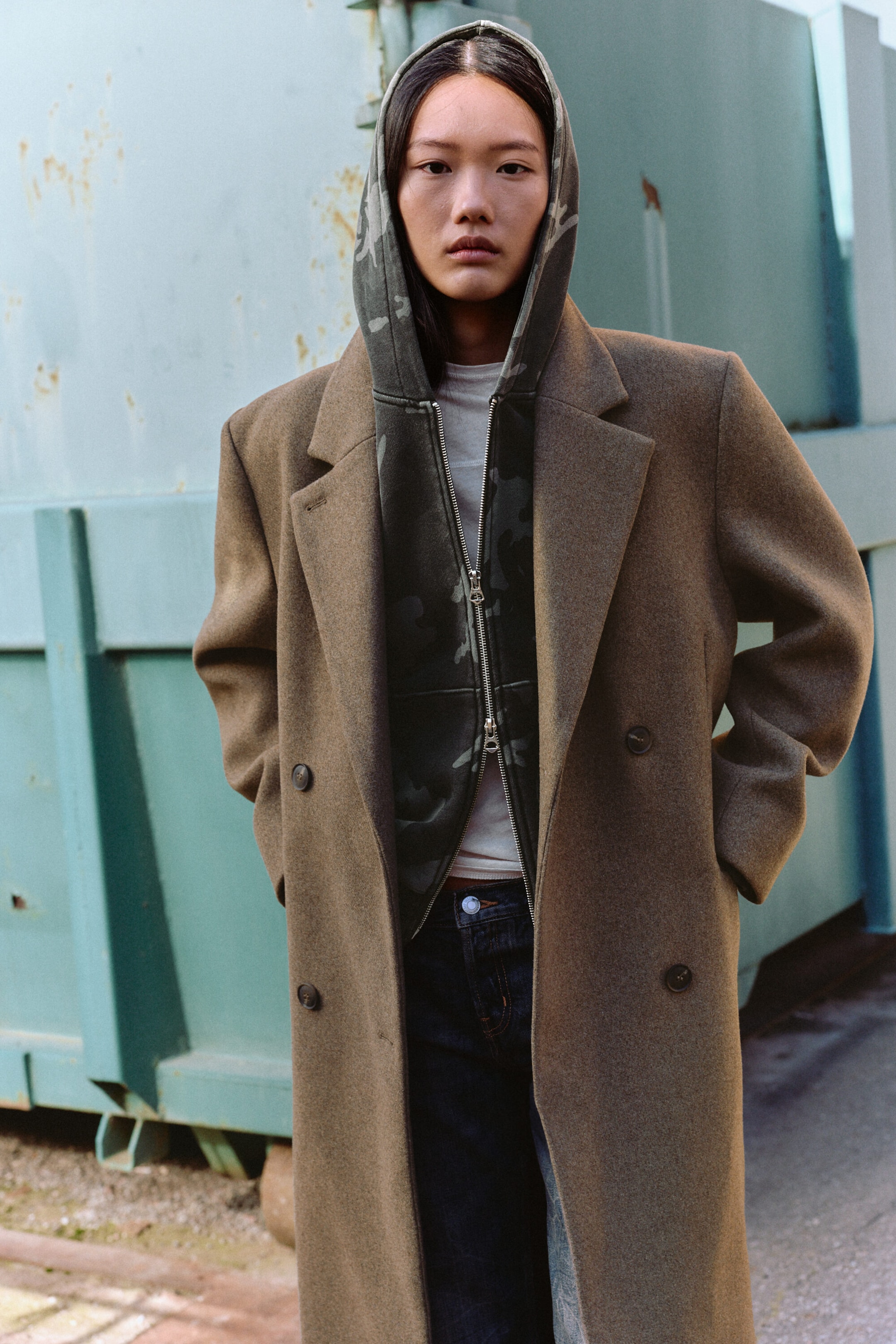 Brown Melange - LOGAN DOUBLE-BREASTED WOOL-BLEND COAT - 2