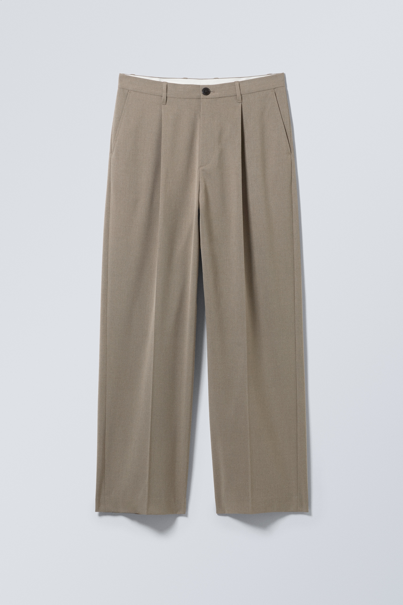 Pantaloni Uno loose in tessuto per abiti - Beige mélange/Marrone scuro/Nero/Grigio a righe/Grigio scuro/Beige