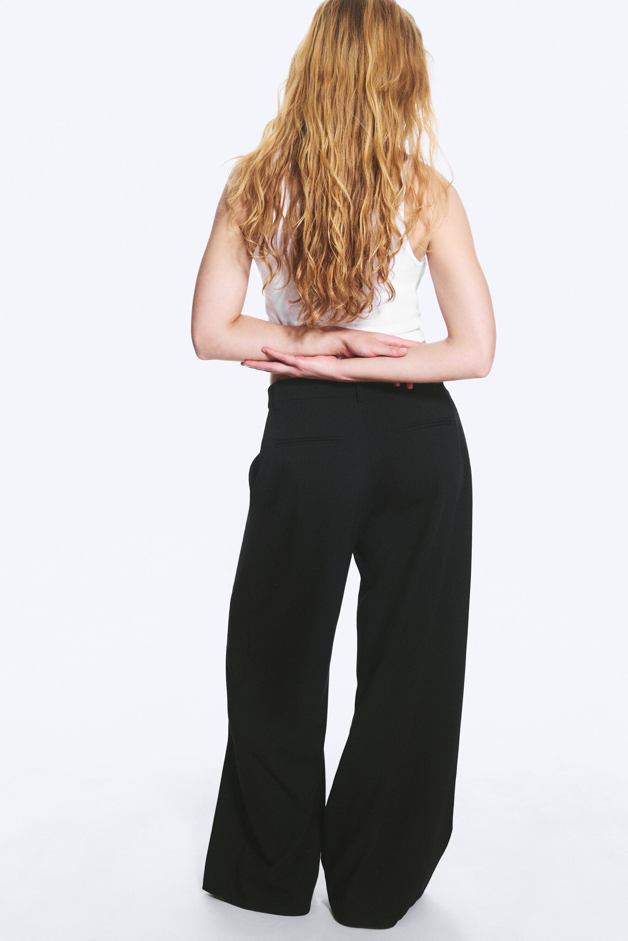 low waist wide suiting trousers - Black | Weekday WW