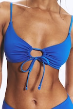 Bright Blue - Ruched Triangle Bikini Top - 1