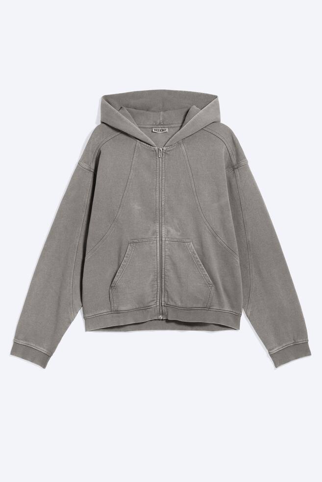 Boxy Zip Hoodie - Washed Grey - 1