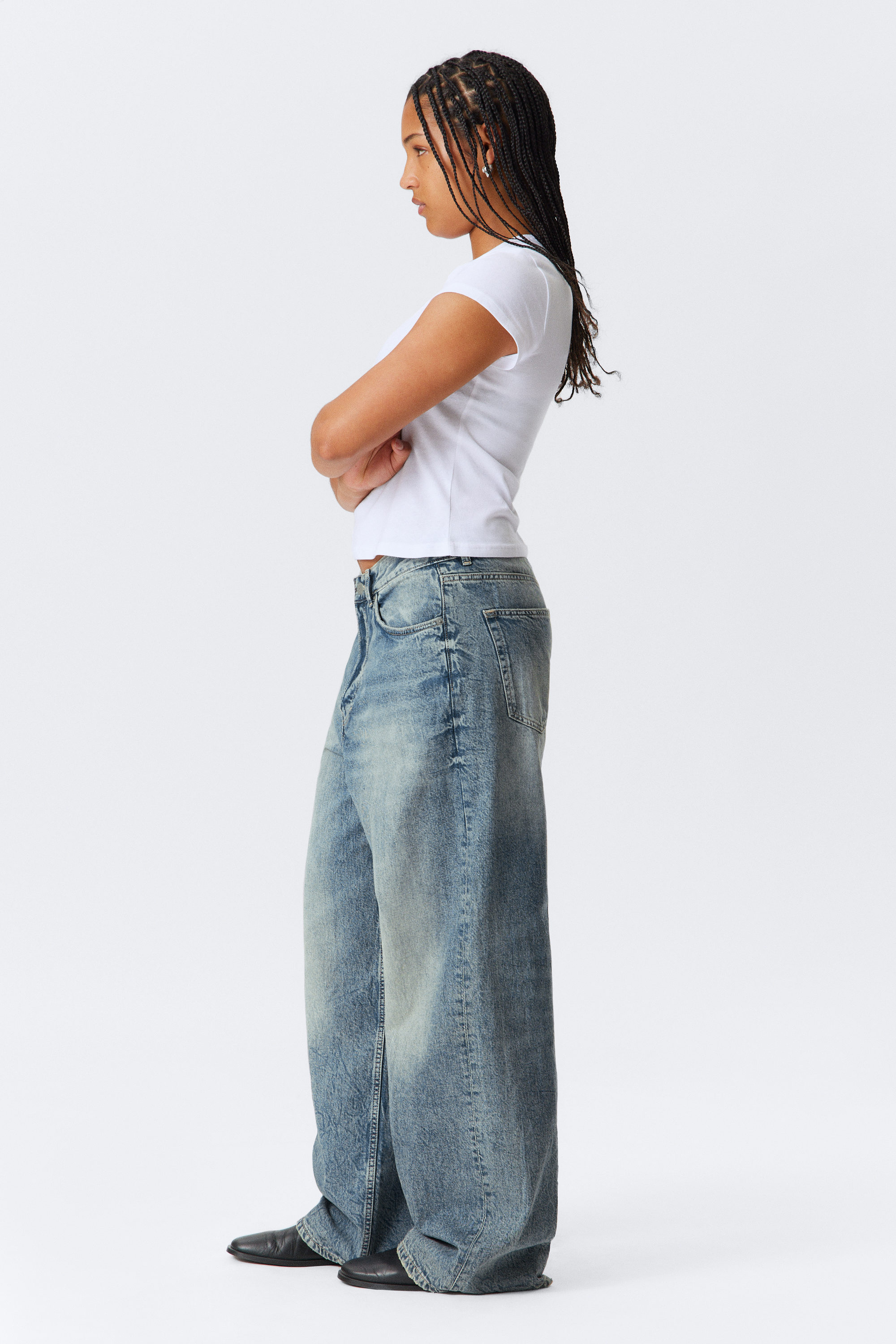 Torn Blue - Medium Blue - Astro Loose Baggy Leg Jeans - 6